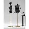 Loja de roupas versão coreana preto ombro plano manequim feminino meio comprimento janela ângulo reto ombro falso boneca corpo inteiro manequim exposição suporte
