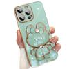Adecuado para Apple 17Promax Carcasa de Teléfono de Dibujos Animados Kt Soporte Espejo de Maquillaje Iphone16 Carcasa Protectora Electrochapada