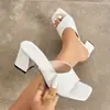 Sandalias mules de tacón alto a rayas francesas para mujer, elegantes y versátiles para fiestas de primavera y verano, para ir al trabajo y uso casual