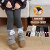 Leggings Quentes para Meninas para Outono e Inverno, Roupa Externa com Meias Emendadas, Meias Grossas Infantis com Forro de Lã, Faux Spliced Ruffle Socks