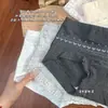 Cueca Boxer Feminina de Cobertura Total, Ajustada ao Corpo, Não Apertada, Estilo Fair Isle 10A Algodão Puro Antibacteriano com Gancho Estendido