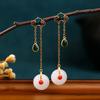 Nuevos pendientes de aguja de plata 925 de alta calidad, elegantes y de lujo, de estilo chino, con imitación de jade Hetian, hebilla de paz Xiangyun, pendientes de estilo antiguo para mujer