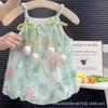 Mameluco Delgado de Verano para Bebé Niña Vestido de Tirantes Pequeño con Flores Traje de Ropa Gruesa Envolvente para Bebé Ropa para Escalar Recién Nacido