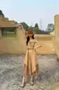 Vestido de tirantes estilo francés para mujer, vestido largo de verano entallado y adelgazante, elegante estilo vacacional en la costa, diseño de bajo irregular