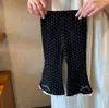 Calças Casuais Infantis para Meninas Outono e Primavera Bebê Estiloso Personalidade Infantil Marca Tendência Renda Babado Laço Bolinhas Calças Flare
