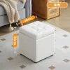 Banqueta para Trocar Sapatos na Entrada, Banqueta Baixa para Uso Doméstico, Banqueta com Armazenamento, Cor Café, Pode Ser Usada para Sentar, Banqueta com Armazenamento para os Pés, Banqueta Quadrada Moderna para Sofá