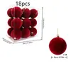 Decoraciones Navideñas de Nuevo Producto Transfronterizas Juego de Bolas de Navidad Afelpadas de 18 Piezas 6/8cm Bolas de Plástico para Decoración de Árbol de Navidad