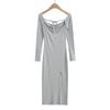 Vestido Pure Desire Ombro a Ombro com Cadarço Feminino 2023 Verão Novo Europeu e Americano Spice Girls Sexy Apertado Vestido Longo Dividido