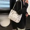 Bolsa de Lona Floral Estilo Coreano para Mujer Nueva Moda Primavera 2025 Bolso Tote Casual Elegante Bolso de Hombro Simple para el Trabajo