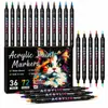¡Guau, set de 72 colores de rotulador acrílico de doble punta, bolígrafo de pintura impermeable a base de agua de doble punta, suministros de arte para graffiti DIY