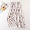 Pantalones de pijama de seda de algodón para mujer, de talla grande, finos y holgados, para uso en Internet, para embarazadas, con pierna ancha