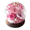 Flor Eterna en Forma de Bola de Cristal Tapa de Vidrio Rosa Real Regalo Día de San Valentín Regalo Día de la Madre Flor Real Más Vendido Regalo de Flor Eterna