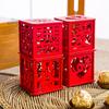 Caja de Dulces de Moda Simple Estilo Chino Roja de Madera Calada Caja de Dulces Decoración de Boda Caja de Dulces