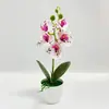 Flor Artificial 5 Flores Phalaenopsis Planta en Maceta Planta Verde Realista de Gama Alta Bonsái Escena de Fotografía para el Hogar Diseño Bonsái