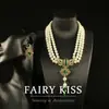 Corrente de colar de suéter com contas medievais europeu e americano indústria pesada design de pérola vintage brincos cravejados de diamantes conjunto de brincos