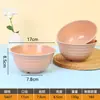 Tigela Redonda de Melamina Cor Macaron Tigela de Plástico Conjunto de Pratos para Estudante Tigela de Arroz Doméstica Tigela para Macarrão Instantâneo Tigela Criativa para Macarrão Utensílios de Mesa