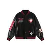 51 Hip Hop Retro Americano Manzana Terciopelo Chaqueta de Béisbol Marca de Moda para Mujer Estilo Universitario Holgada Casual Ropa Exterior para Pareja