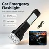 Martillo de Seguridad para Coche Linterna Batería Externa Multifuncional Luz de Trabajo Rompeventanas de Emergencia Cortador de Cinturón de Seguridad Herramienta de Autodefensa