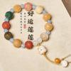 Pulseira de Sementes de Bodhi Jade Branco Gradiente Cinza para Mulheres, Contas Macias e Suaves de Raiz de Bodhi para Homens Segurarem na Mão