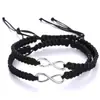 Pulsera tejida a mano de personalidad europea y americana, simple, a la moda, con forma de 8 de la suerte, para parejas, ajustable, paquete de dos, pulsera para hombre y mujer