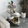 Mesa Lateral Móvil de Piedra Sinterizada de Lujo para el Hogar Estante de Almacenamiento Lateral para Sofá de Sala de Estar Con Ruedas Mesa de Café Pequeña Mesa de Esquina de Almacenamiento Multicapa