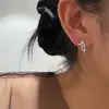 Pendientes Personalizados de Estrella de Cuatro Puntas con Diamantes Negros Estilo Europeo y Americano, Estilo Punk de Lujo Ligero, Modelo Más Vendido Transfronterizo, Pendientes de Cruz Doble Estrella, Coreanos