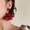 Aretes de Flor Roja Retro Francesa para Mujer Nuevos Aretes de Lujo Ligero de Alta Gama Aretes de Diseño Único de Nicho Exagerado