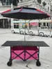 Carrito de puesto con tablero de mesa grande, elevable, plegable, carrito móvil para puesto exterior de snacks, carrito para autocaravana