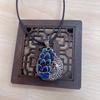 Collar Étnico Vintage Fénix Pavo Real Ruyi para Mujer Cadena Larga de Lana Azul Quemado Esmaltado Creativo de Moda Plata Tailandesa