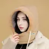 Sombrero Lei Feng de Plumas para Otoño e Invierno para Hombres y Mujeres, Calentador de Cuello Engrosado Integrado, Gorro Cálido y a Prueba de Frío, Mascarilla Facial, Sombrero Cortavientos para Ciclismo