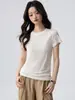 # Tencel Lana Lyocell # Camiseta Ligera, Suave, Amigable con la Piel, Transpirable para Mujer, Manga Corta de Verano, Corte Holgado, Top Adelgazante.