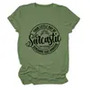 Seu raiozinho de wish europeu e americano comércio exterior transfronteiriço T-shirt feminina da moda e elegante com gola redonda e manga curta