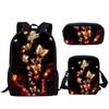 Mochila Estampado Creativo para Estudiante Set de Tres Piezas Serie Mariposa 3D Mochila Combinada de Gran Capacidad para Computadora para Hombre y Mujer