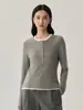 Suéter de Tricô Falso Duas Peças de Manga Longa Cuidadosamente Selecionado, Camisa Básica Feminina da Moda para o Trabalho, Roupa de Outono Estilo Coreano Slim Fit
