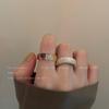 Juego de Anillos de Cara Sonriente de Ácido Acrílico Acético para Mujer, Moda Personalizada, Anillo de Dedo de Resina de Color, Combinación de Anillos de Dedo Sin Color