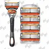 Navaja de afeitar de calidad alemana, hoja de 6 capas, soporte universal para navaja de afeitar manual Gillette, estilo antiguo, de seis capas