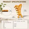 Peine de masaje multifuncional 4 en 1 de sándalo para cabeza, ojos y cara, peine triangular de sándalo, peine de meridianos, monstruito