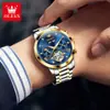 Reloj Mecánico Multifuncional Totalmente Automático Marca Oris Correa de Acero Reloj Calado Luminoso Resistente al Agua Reloj para Hombre Reloj para Hombre
