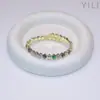 Pulseira Luxuosa Colorida Brilhante Banhada a Ouro 18K com Zircônia Redonda, Pulseira Aberta Exquisita com Zircônia Atacado