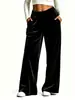 Otoño 2026 Nuevo Amazon Transfronterizo TK Pantalones Casuales de Pierna Ancha de Terciopelo Sueltos con Caída, Cintura Alta Elástica para Mujer