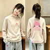 Nueva Capa Interior Otoño/Invierno para Niños Medianos y Grandes, Felpa Térmica, Estilo Coreano, Moderno, Dibujos Animados, Elegante, Manga Larga, Camiseta Base Casual para Niñas