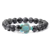 Venta Caliente de Amazon Pulsera Elástica de Piedra Natural Turquesa de 8MM Pulsera para Hombre de Piedra Volcánica Ojo de Tigre Amarillo Venta al por Mayor