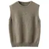 Colete de lã pura sem mangas com gola V para outono e inverno, menino menina, colete suéter de cashmere, peça de outer wear para criança de porte médio a grande