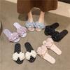 Zapatillas Planas con Estampado Estilo Ins Coreano y Moño para Verano para Casa Zapatillas de Suela Suave para Uso Exterior Sandalias Antideslizantes