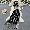 Vestido de verano sin mangas con cuello halter estampado estilo vacacional para mujer, conjunto de dos piezas de pantalones anchos de cintura alta casuales con un toque sofisticado