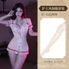 Lencería sexy Tie Shengxian, malla transparente, escote en V profundo, abertura, ribete de encaje, vestido de uniforme de enfermera, puro y seductor