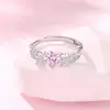 Anillo de Pareja Pluma Que Amas Un Par de Diseño Nicho Amor Dulce Circonita Rosa Ala de Ángel Anillo para Hombres y Mujeres
