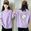 Camada Base Feminina Manga Longa Primavera e Outono 2026 Nova Camiseta 100% Algodão Puro Gola Redonda para Crianças de Meia-Idade e Mais Velhas Blusa Solta