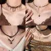 Collar Maillard Otoño e Invierno Piedra Ojo de Tigre Acero de Titanio para Mujer Diseño Coreano de Nicho Cadena Larga para Sudadera Accesorios Versátil Nuevo Estilo