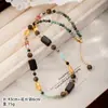Cadena de Suéter de Piedra Natural de Pino Africano con Corte Geométrico y Perla, Collar de Lujo Ligero de Gama Alta, Cadena de Clavícula de Nicho de Lujo Ligero para Mujer